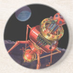 Vintage Science Fiction Astronaut with Alien Robot Drink Coaster
