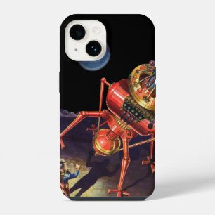 Vintage Science Fiction Astronaut with Alien Robot iPhone 14 Case