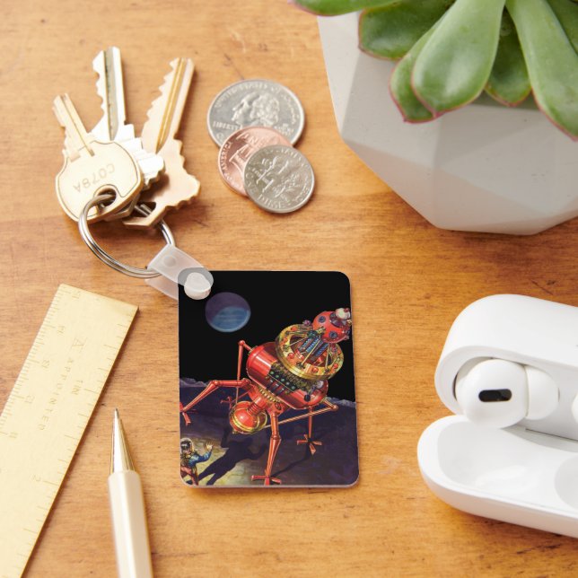 Vintage Science Fiction Astronaut with Alien Robot Keychain (Desk)