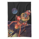 Vintage Science Fiction Astronaut with Alien Robot Towel
