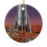 Vintage Science Fiction, Astronauts Beetle Aliens Ceramic Ornament