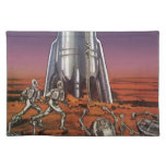Vintage Science Fiction, Astronauts Beetle Aliens Cloth Placemat