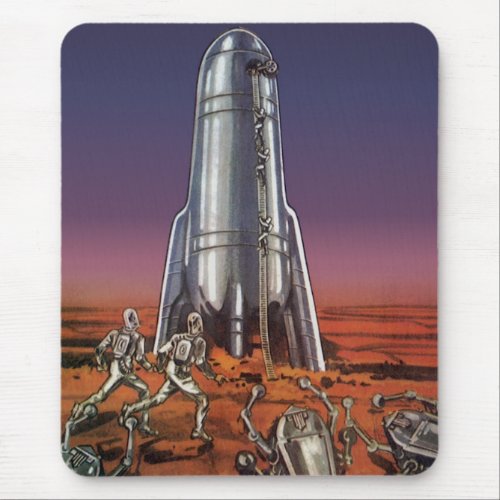 Vintage Science Fiction Astronauts Beetle Aliens Mouse Pad