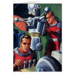Vintage Science Fiction Astronauts Fixing a Robot