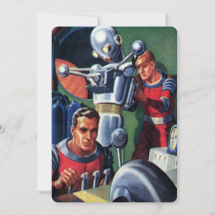 Vintage Science Fiction Astronauts Fixing a Robot