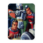 Vintage Science Fiction Astronauts Fixing a Robot Magnet