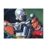 Vintage Science Fiction Astronauts Fixing a Robot Postcard