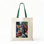 Vintage Science Fiction Astronauts Fixing a Robot Tote Bag