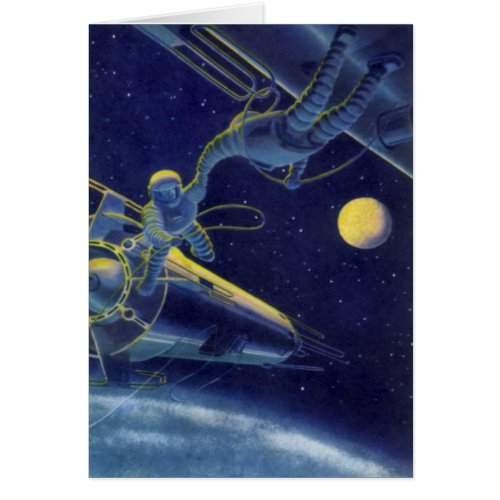 Vintage Science Fiction Astronauts in Outer Space