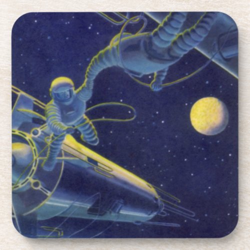 Vintage Science Fiction Astronauts in Outer Space Beverage Coaster