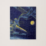 Vintage Science Fiction Astronauts in Outer Space Jigsaw Puzzle