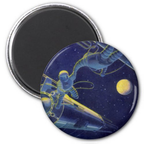 Vintage Science Fiction Astronauts in Outer Space Magnet