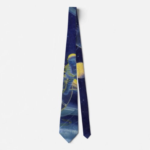 Vintage Science Fiction Astronauts in Outer Space Neck Tie