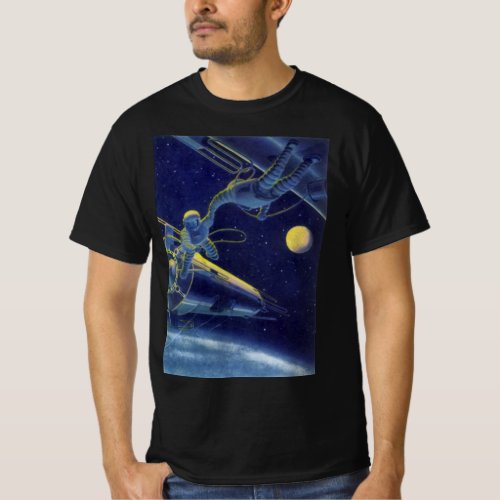 Vintage Science Fiction Astronauts in Outer Space T_Shirt