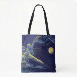 Vintage Science Fiction Astronauts in Outer Space Tote Bag