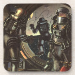 Vintage Science Fiction Astronauts on a Space Walk Coaster