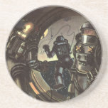 Vintage Science Fiction Astronauts on a Space Walk Coaster