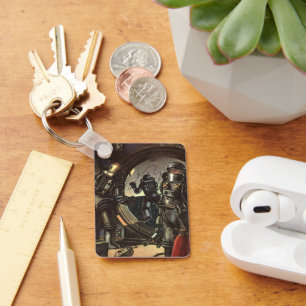 Vintage Science Fiction Astronauts on a Space Walk Keychain