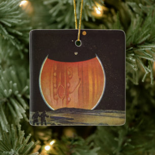 Vintage Science Fiction, Astronauts on Ganymede Ceramic Ornament