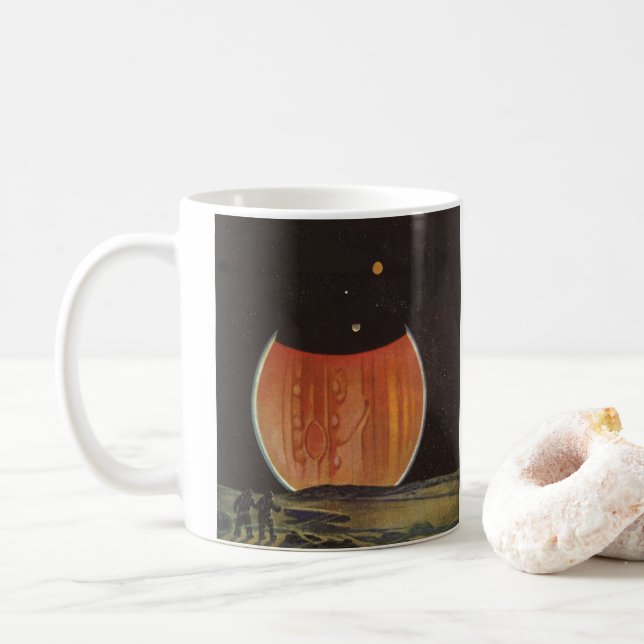 Vintage Science Fiction, Astronauts on Ganymede Coffee Mug (With Donut)