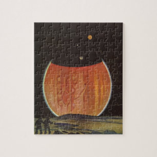 Vintage Science Fiction, Astronauts on Ganymede Jigsaw Puzzle