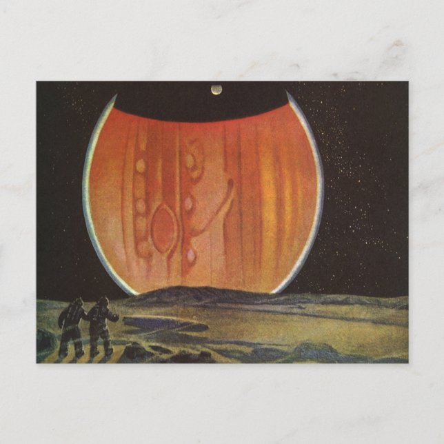 Vintage Science Fiction, Astronauts on Ganymede Postcard (Front)