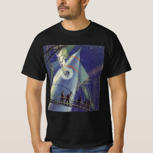 Vintage Science Fiction Astronauts on Rocket Ship T-Shirt