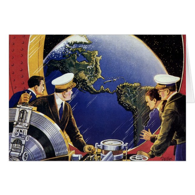 Vintage Science Fiction Astronauts Orbiting Earth (Front Horizontal)
