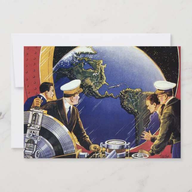 Vintage Science Fiction Astronauts Orbiting Earth (Front)