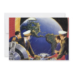 Vintage Science Fiction Astronauts Orbiting Earth