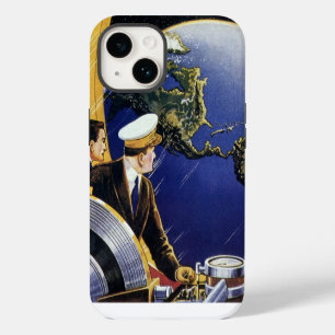 Vintage Science Fiction Astronauts Orbiting Earth iPhone 14 Case