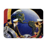 Vintage Science Fiction Astronauts Orbiting Earth Magnet