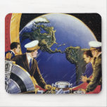 Vintage Science Fiction Astronauts Orbiting Earth Mouse Pad