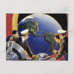 Vintage Science Fiction Astronauts Orbiting Earth Postcard