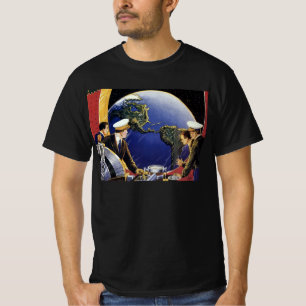 Vintage Science Fiction Astronauts Orbiting Earth T-Shirt