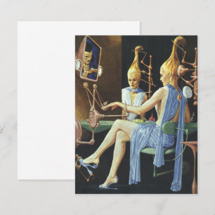 Vintage Science Fiction Beauty Salon Manicures Invitation