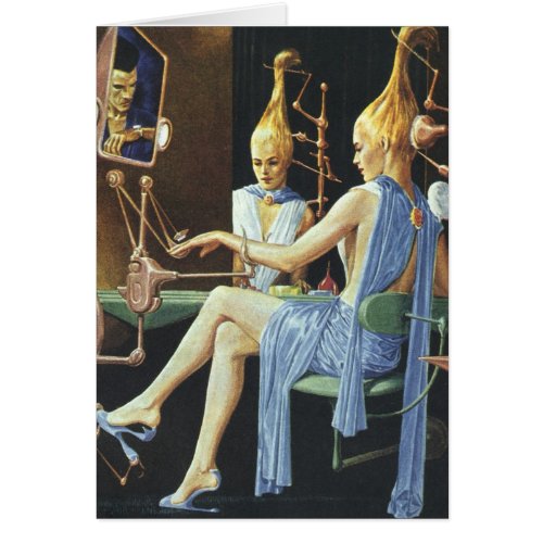 Vintage Science Fiction Beauty Salon Spa Manicures