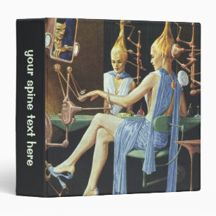 Vintage Science Fiction Beauty Salon Spa Manicures 3 Ring Binder