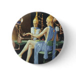 Vintage Science Fiction Beauty Salon Spa Manicures Button