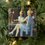 Vintage Science Fiction Beauty Salon Spa Manicures Ceramic Ornament
