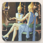 Vintage Science Fiction Beauty Salon Spa Manicures Coaster