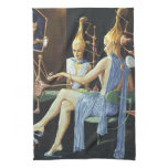 Vintage Science Fiction Beauty Salon Spa Manicures Kitchen Towel