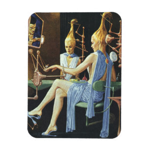 Vintage Science Fiction Beauty Salon Spa Manicures Magnet