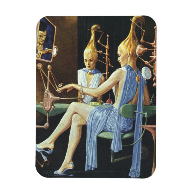 Vintage Science Fiction Beauty Salon Spa Manicures Magnet (Vertical)