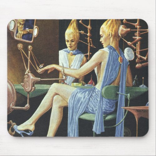 Vintage Science Fiction Beauty Salon Spa Manicures Mouse Pad