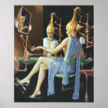 Vintage Science Fiction Beauty Salon Spa Manicures Poster