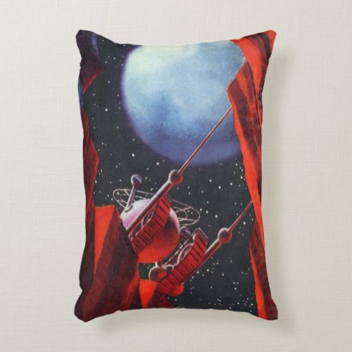 Vintage Science Fiction Canyon Space Moon Rover Accent Pillow