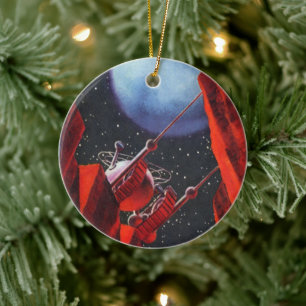 Vintage Science Fiction, Canyon Space Moon Rover Ceramic Ornament