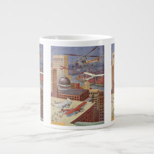 Vintage Science Fiction City, Victorian Steam Punk Large Coffee Mug