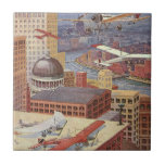 Vintage Science Fiction City, Victorian Steam Punk Tile